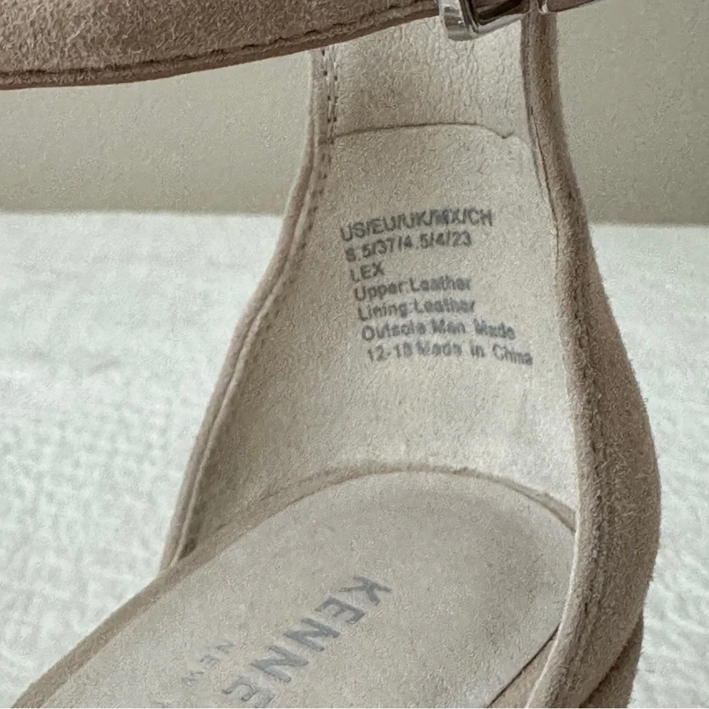 Kenneth Cole Women's Lex Suede Ankle Strap Block Heel Sandals Tan 6.5